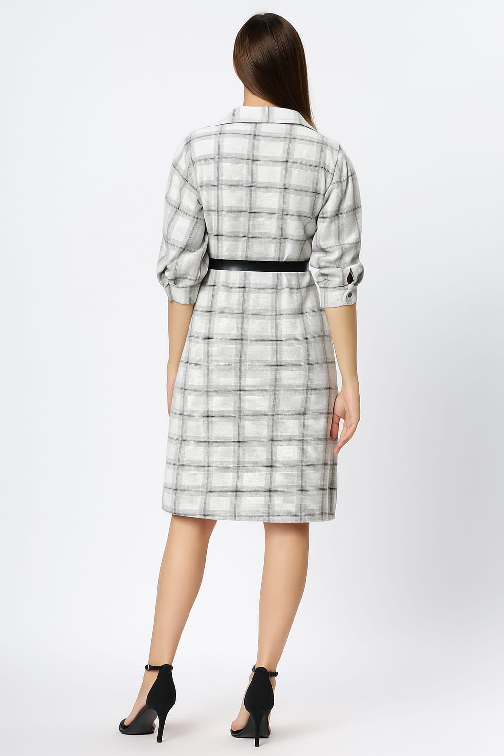 Astron - Button Front Collar Shirt Dress