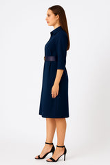 Astron- Blue Shirt Midi Dress For Women