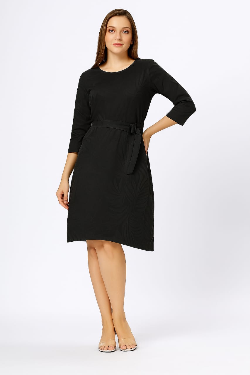 Astron - Round Neck Midi Dress For Women