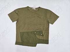 Green outfit with a shirt and skirt on a white background