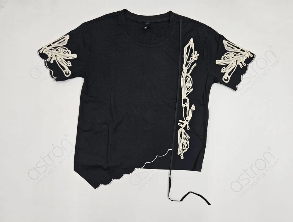 Women’s Embroidered Scallop Hem Top - ASTRON