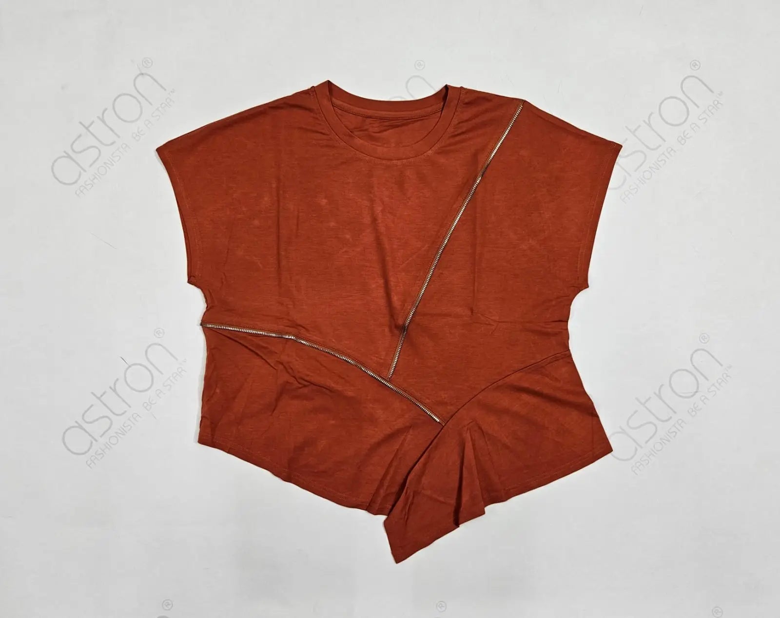 Women's Asymmetric Zip Detail Top - ASTRON
