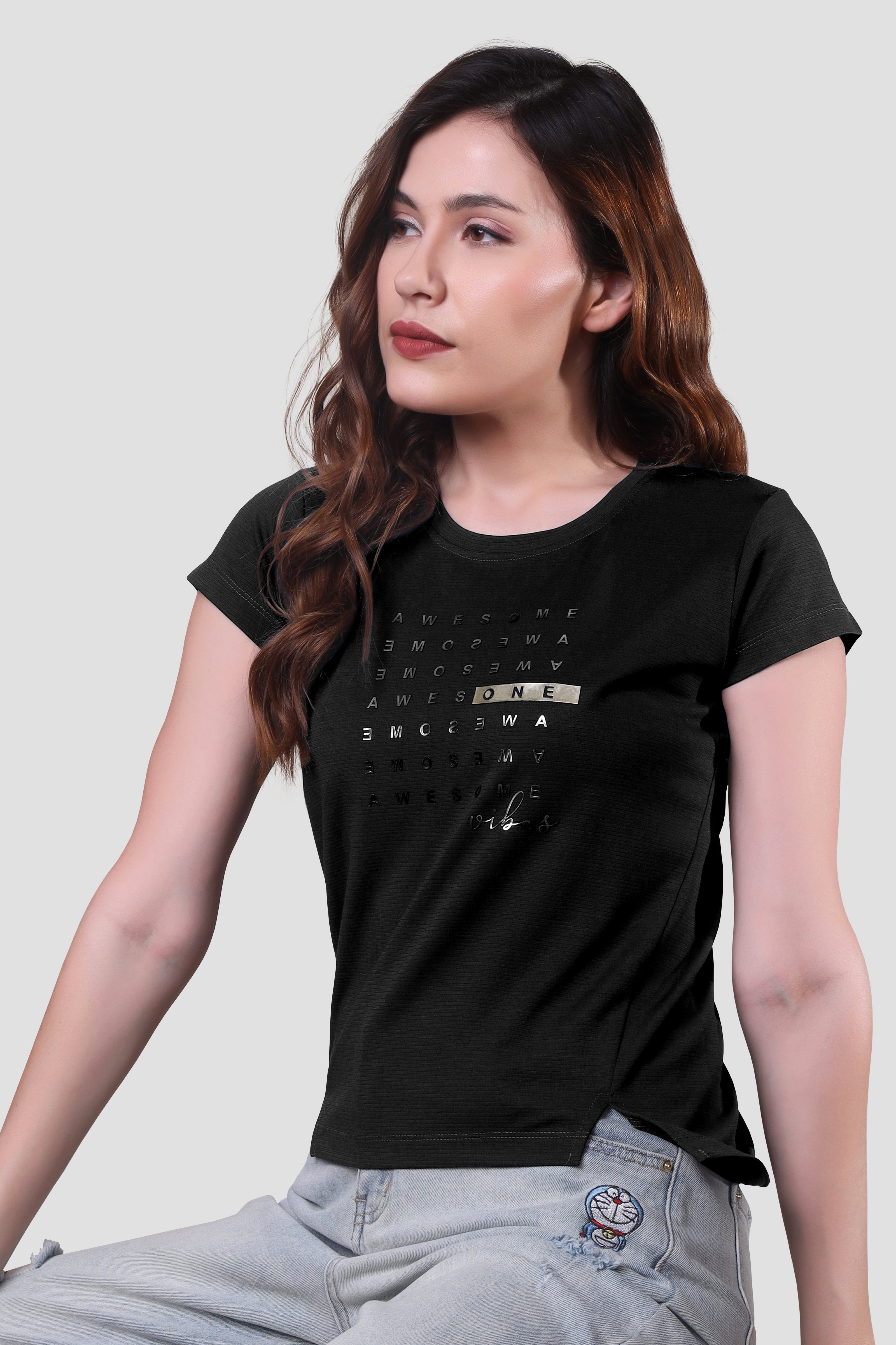 Half Sleeves Round Neck Printed T-Shirt For Women