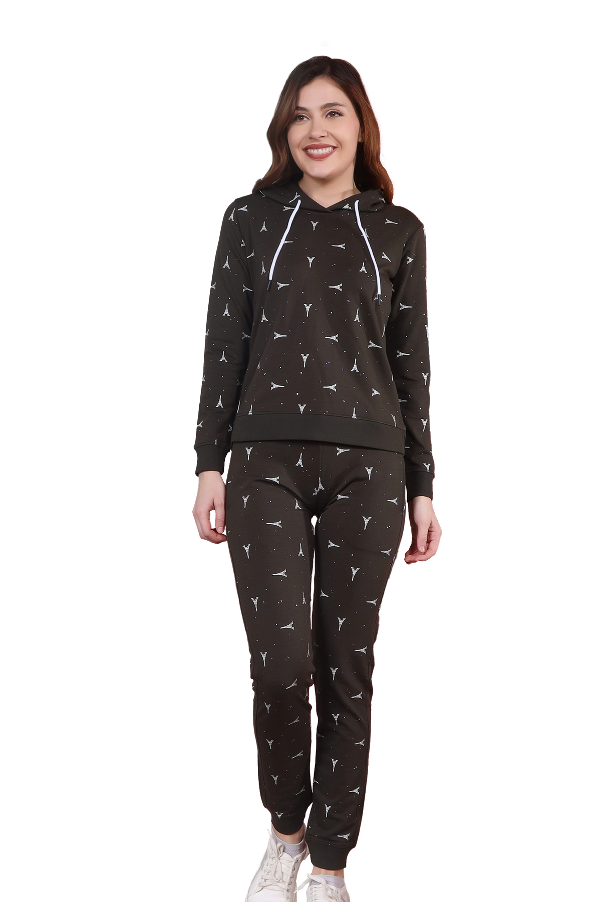 Full Sleeves Olive Color Hoodie Set for Women - Stylish Co-Ord Ensemble - ASTRON