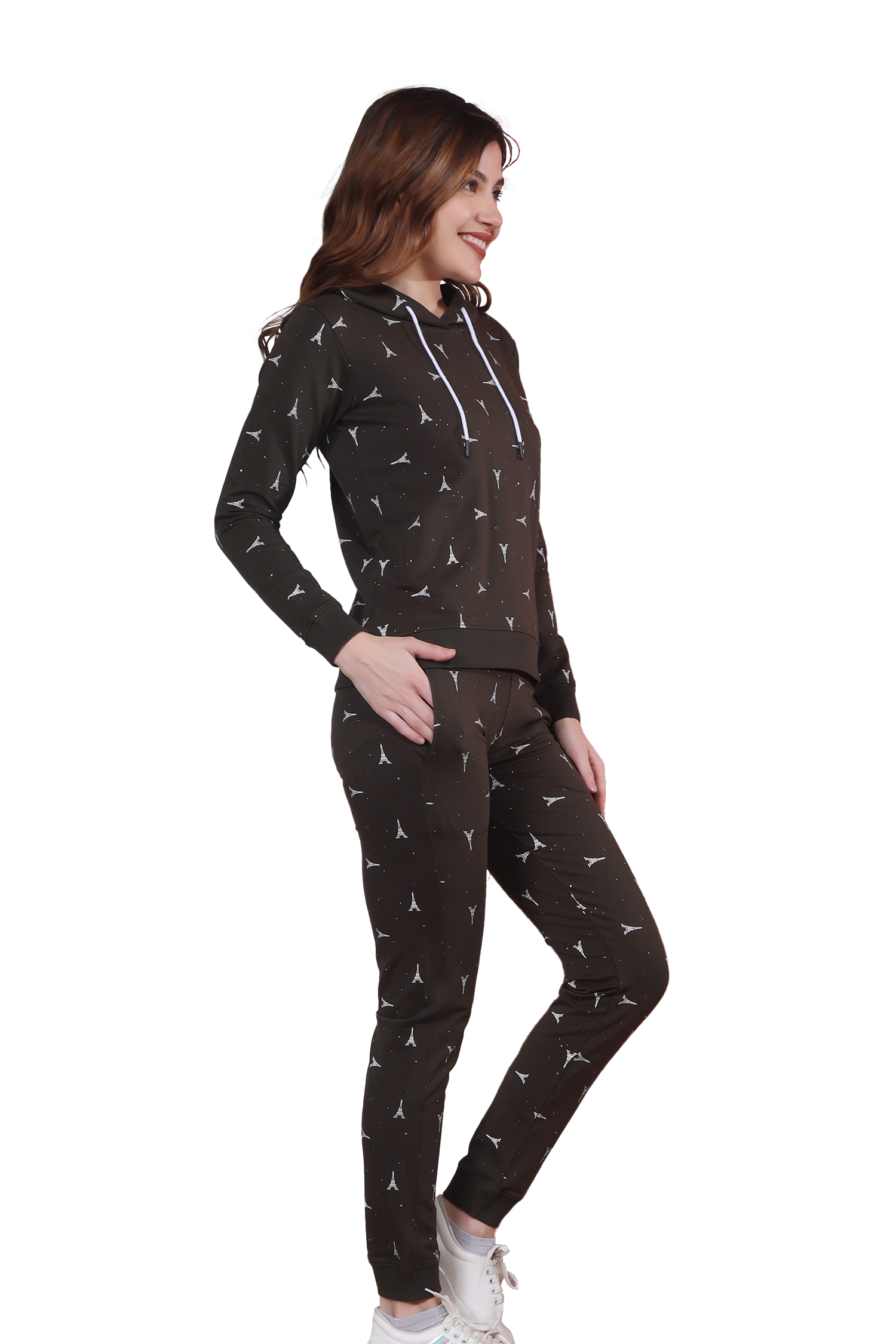 Full Sleeves Olive Color Hoodie Set for Women - Stylish Co-Ord Ensemble - ASTRON