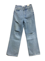 Astron Wide-Leg Distressed Light Wash Denim Jeans for Women – Relaxed Fit Streetwear Look