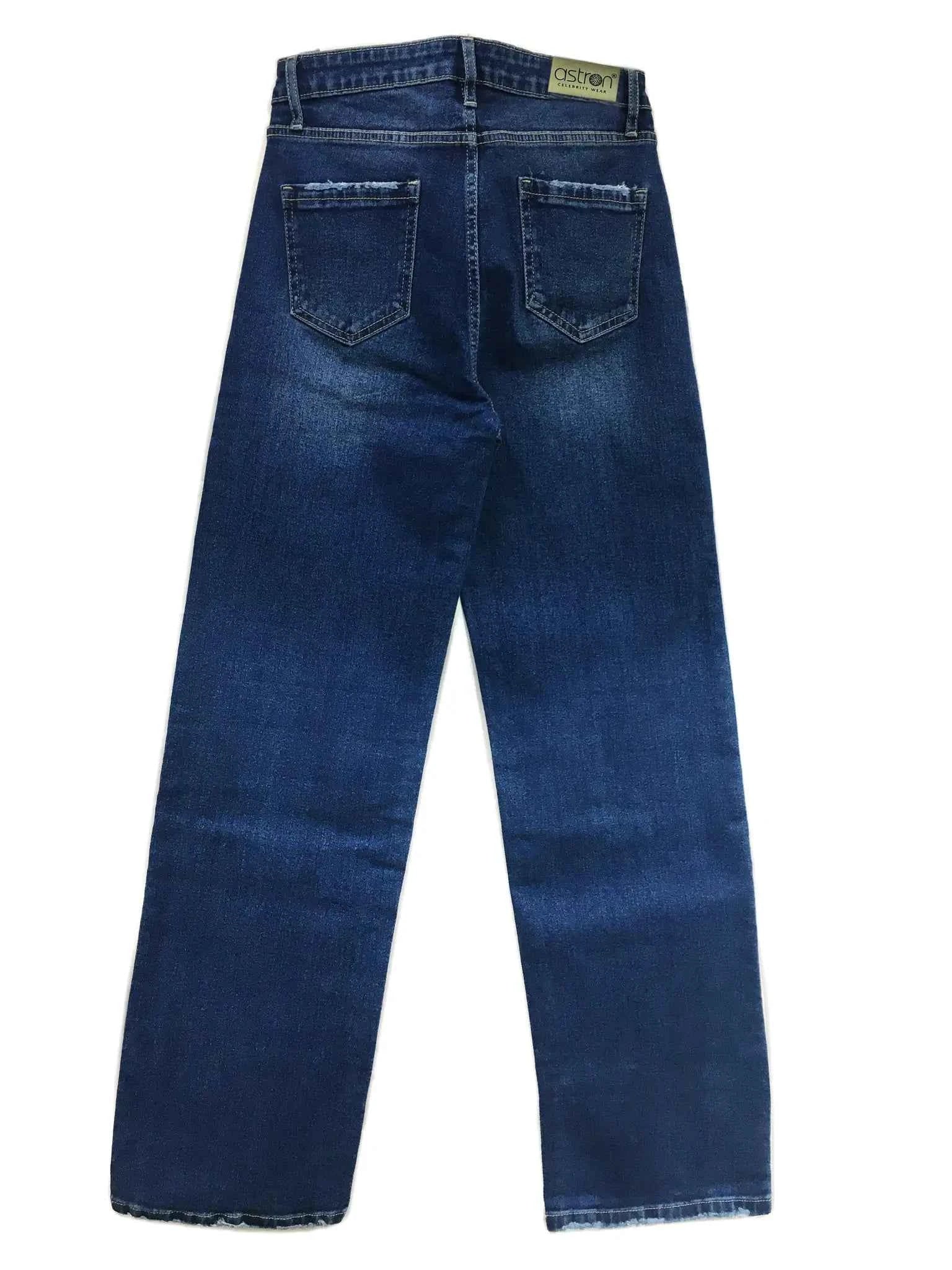 Astron High-Waisted Medium Dark Wash Straight-Leg Denim Jeans for Women