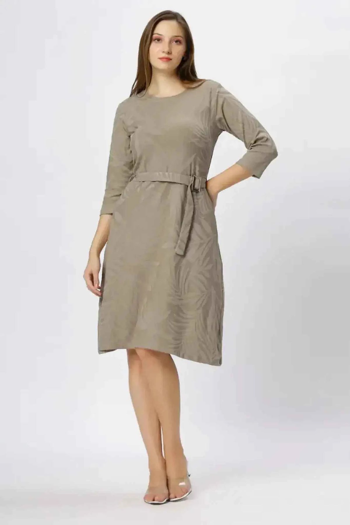 Astron - Round Neck Midi Dress For Women