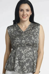 Women’s Flared Printed Top - Sleeveless Stylish Design for Everyday Wear - ASTRON