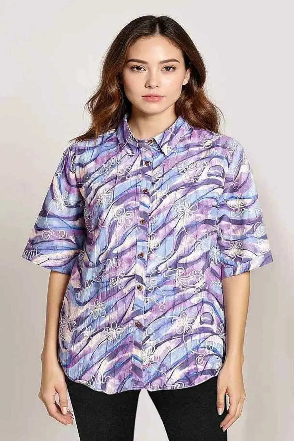 Astron Abstract Swirl Print Shirt Women - Trendy Unique Design - ASTRON